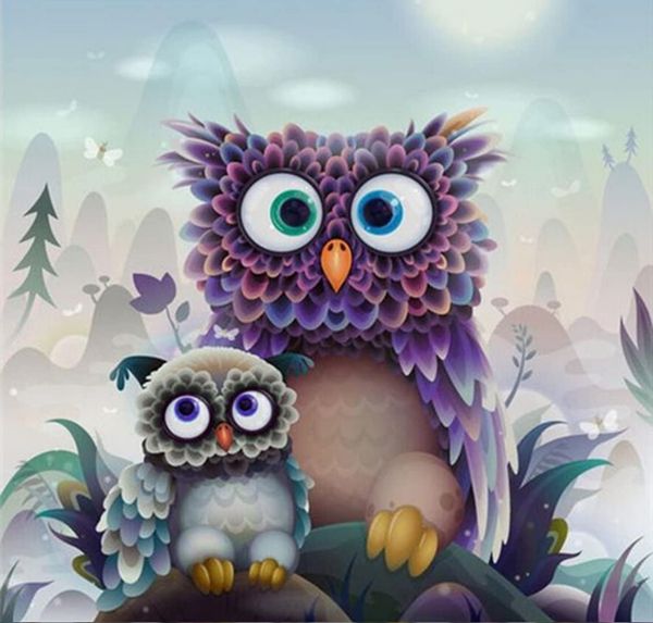 

diy 5d diamond painting by number kit two owls crystal rhinestone embroidery cross stitch arts craft supply canvas wall decor