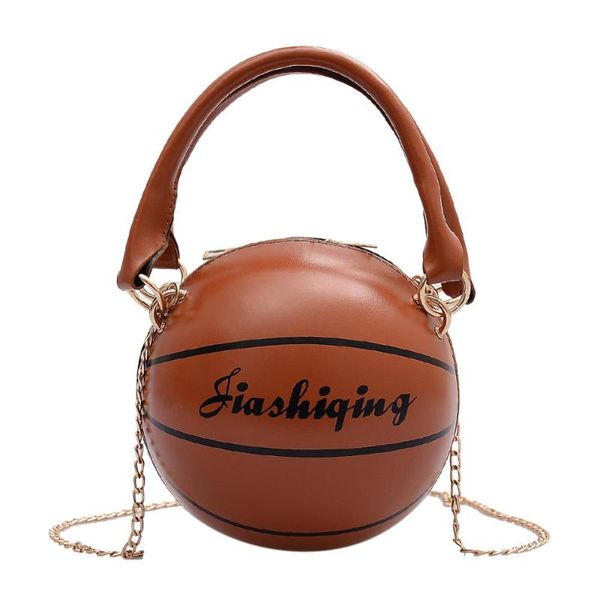 

trend round female bag basketball styling personality creative hand luggage shoulder chain diagonal package handbag #25