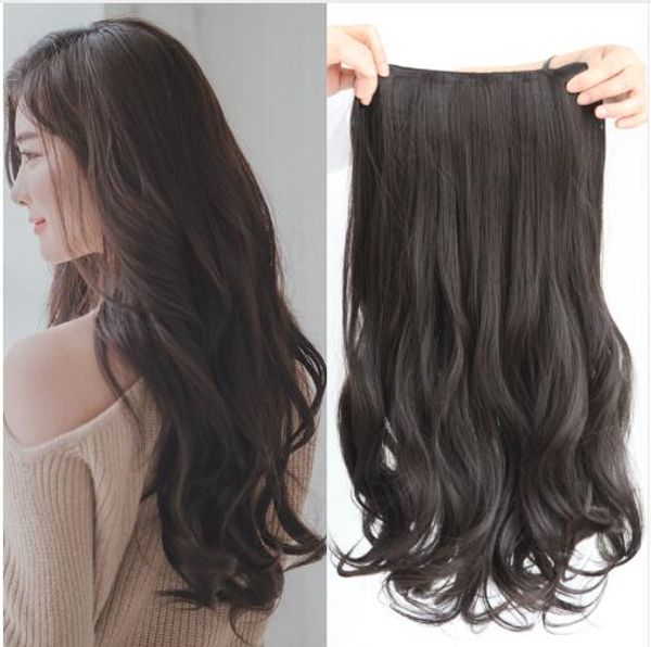 

5 clips on curly thick hairpiece clip in hair extensions heat resistant fiber synthetic hair party cosplay for human, Black;brown