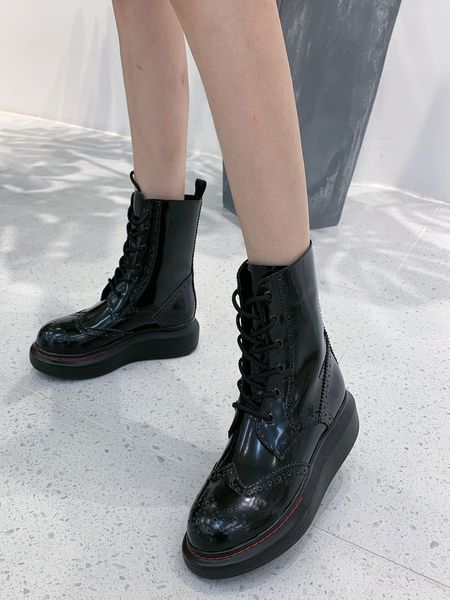 

2020 real leather martin boots designer women shoes vigour cool vintage ladies ankle boot modern stylish fashion boots, Black