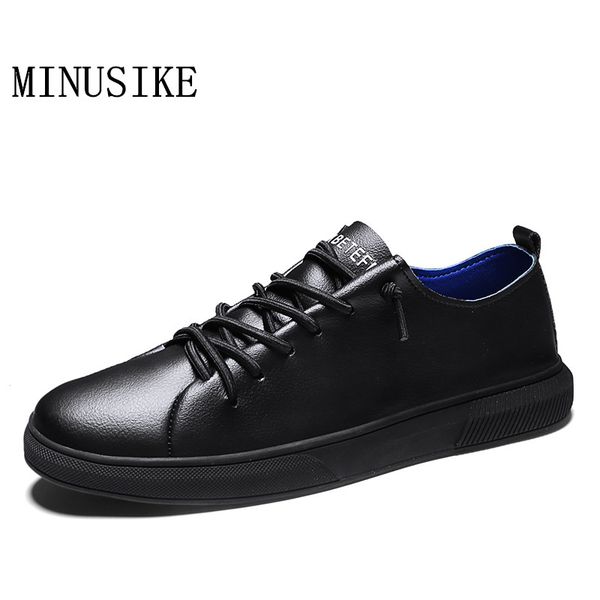 

men leather shoes korean casual dress shoes round toe comfortable breathable hard-wearing white flats, Black