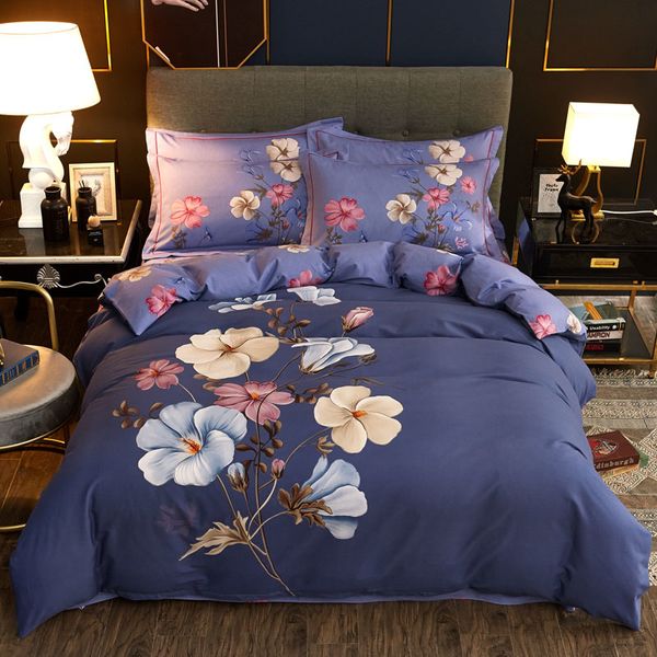 Shabby Chic Flowers Printed Duvet Cover Bed Sheet Set Luxury Soft