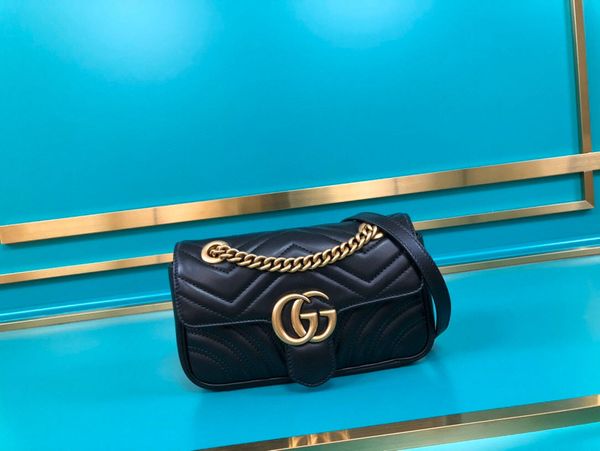 

new women's one-shoulder bag 7a high-end custom quality diagonal cross bag fashion style gold metal accessories with long shoulder stra