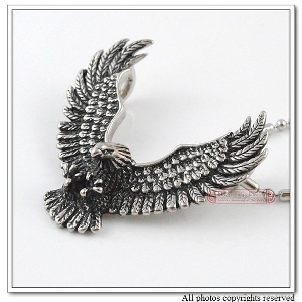 

pendant necklaces 316l stainless steel eagle necklace biker jewellery mens fashion animal jewelry 2021 wholesale wp006, Silver