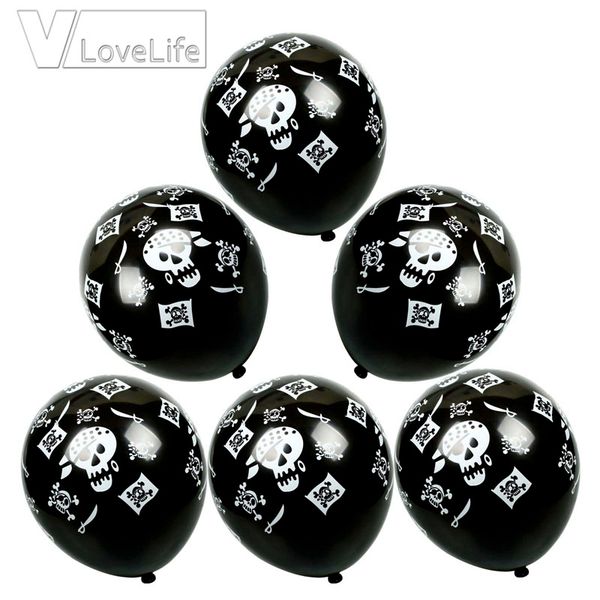 12inch Skull Latex Balloons Halloween Pirate Air Pirates Theme