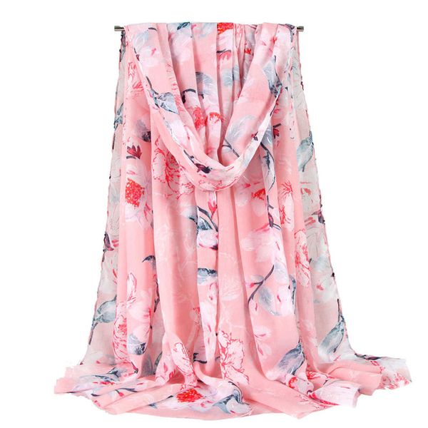 

women's hibiscus flower scarf fashion cotton rectangular scarf female travel p shawl sunscreen holiday shawl wild scarf scarves, Blue;gray