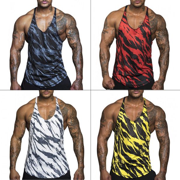 

mens stringer bodybuilding tank gym fitness singlet muscle vest tee shirt, Gray