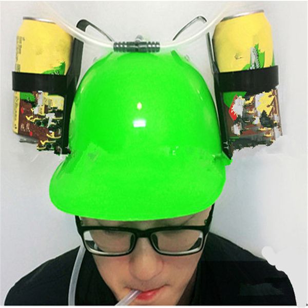 

new beverage helmet drinking hat funny toys lazy lounged straw cap beer gifts for lazy person your hands cap