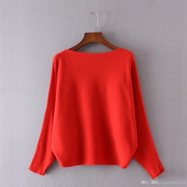 

2019 fashion women sweaters and pullovers batwing sleeve pullovers slash neck casual off shoulder knitted pull femme, White;black