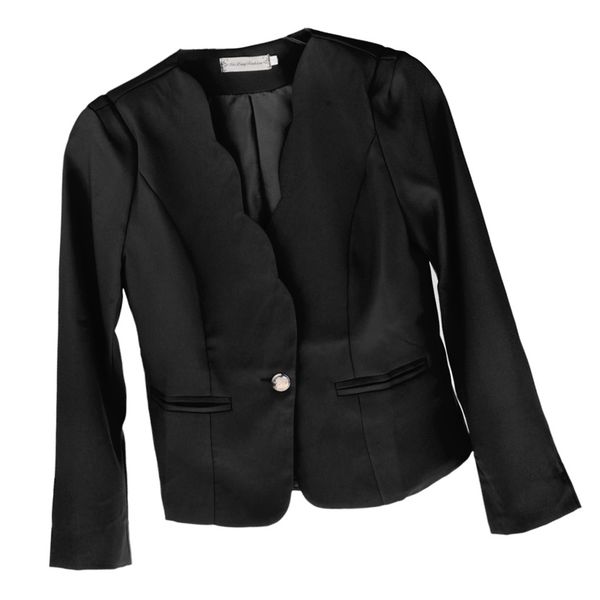 

classic work wear jacket open front basic bedroom ol slim solid coat s, Black;white