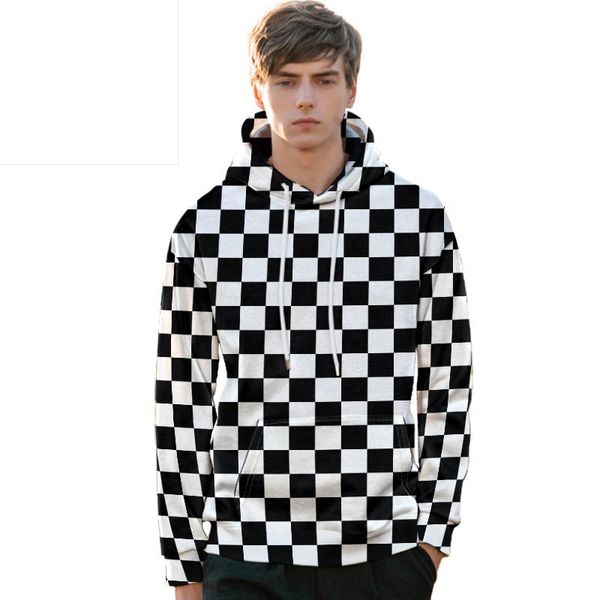 

mens new european american autumn winter 3d digital printing hoodies men's size m-3xl hoodies sweatshirts, Black