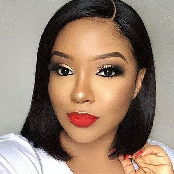 Bob Wig For African American Women Lacefront Virgin Hair Peruvian