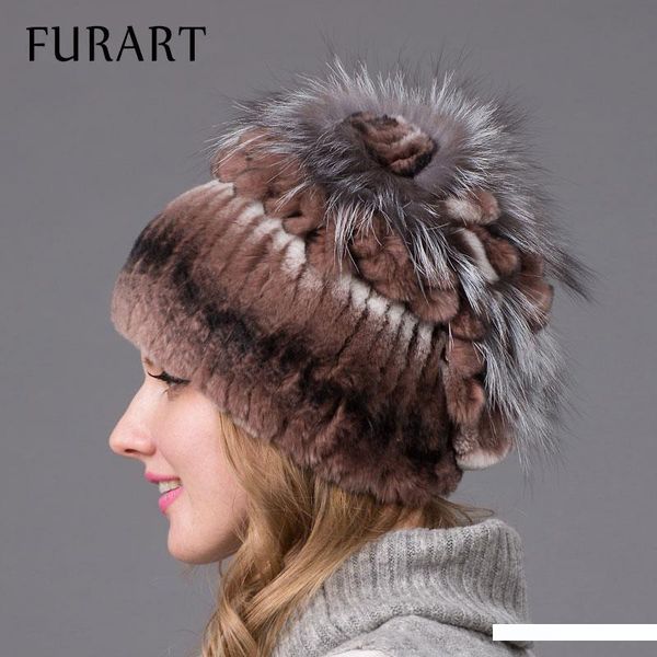 

женская мода зимних меховых шапки real rex мех шапочка hat с цветком на верхнем женском вязаных шапочки горячего, Blue;gray