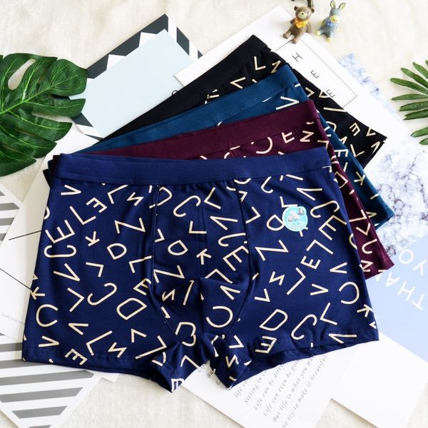 

pure cotton english letter printing boxer men's 7807 pure cotton english letter underwear printing boxer men's underwear 7807, Black;white