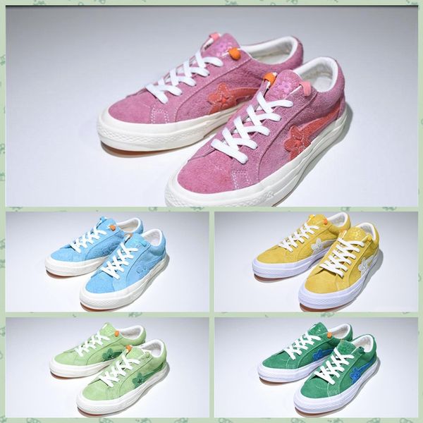 

cos01a 2018 the creator one starxgolfs lefleurs ttcss mens women yellow green skateboard fashion sneakers designer canvas shoes 36-44