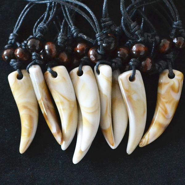 

wholesale 2020 new arrival selling color yak bone ox horn tooth pendants necklaces for women men 12pcs/lots, Silver