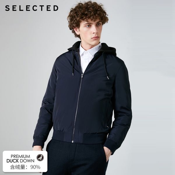 

men's winter hooded baseball collar short duck down jacket s|419112502, Black