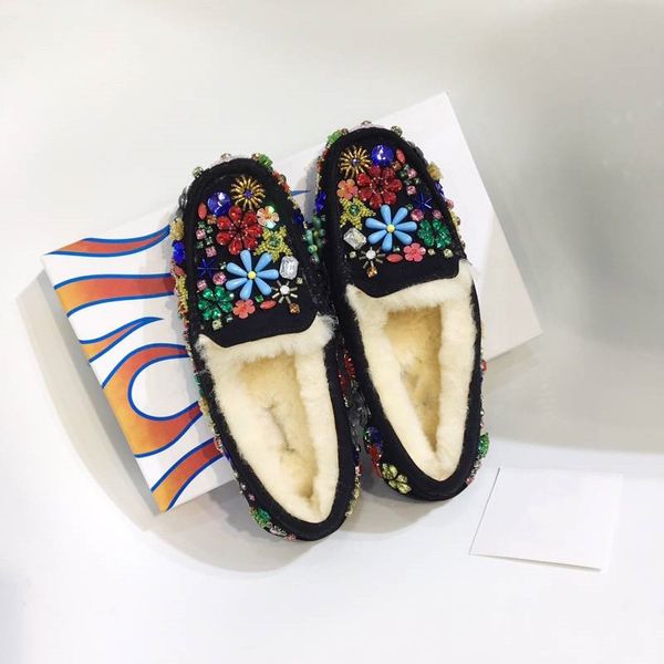 

platform new designer luxury plush women casual shoes black sale genuine leather flat bottom ing