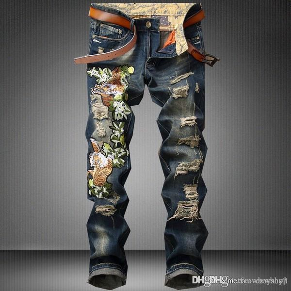 

mens 2020 luxury designer jeans quality jeans famous brand designer luxury men fashion rock revival biker ripped squared jeans, Blue