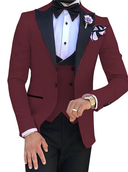 

handsome groomsmen peak lapel groom tuxedos mens wedding dress man jacket blazer prom dinner 3 piece suit(jacket+pants+tie+vest) b156, Black;gray