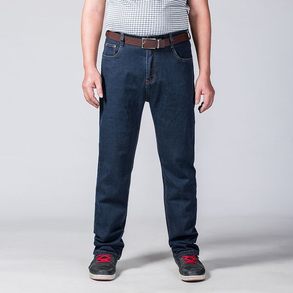 

shabiqi новые летние brand jeans мужчины мода повседневная свободные джинсы прямые дышащий эластичный удобные широкие брюки ноги плюс размер, Blue