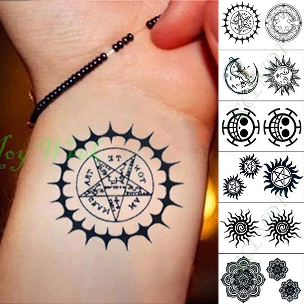 Acheter Autocollant De Tatouage Temporaire étanche Cinq étoiles Lumière De La Lune De Tatouage Flash Tatoo Faux Tatouages Pour Enfant Hommes Femmes