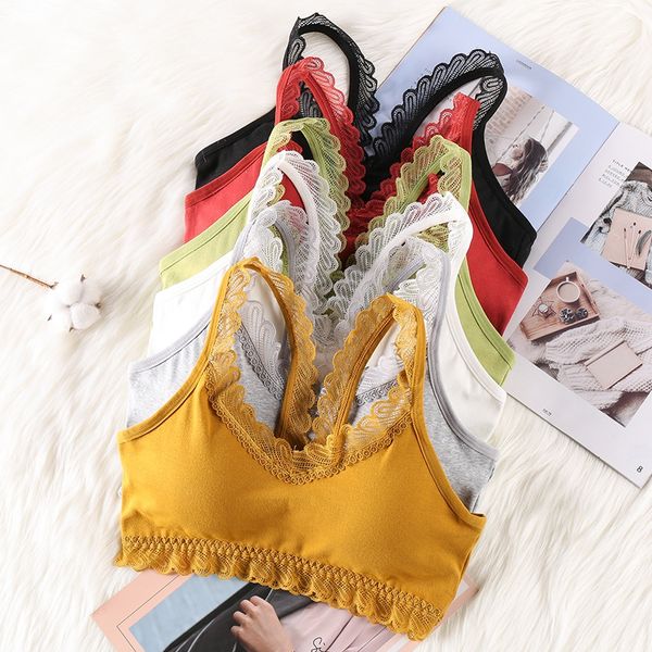 

women lace bras beauty back wrapped chest wirebras summer padded tank, Black;white