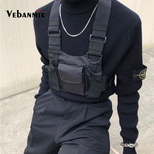 

fashion nylon chest rig bag black vest hip hop streetwear functional tactical harness chest rig kanye west wist pack bag