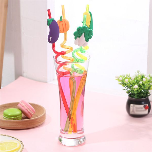 

plastic reusable straw 4pcs vegetable pendant spiral drinking straws party accessories for wedding home bar canudo inox 30aug15