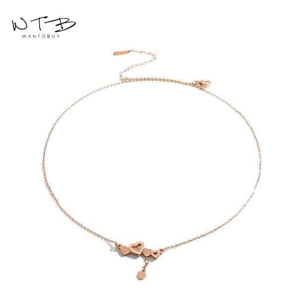 

wantobuy fashion 316l stainless steel necklace heart rose gold pendant charm romantic for women gift new jewelry collares de moda 2019, Silver