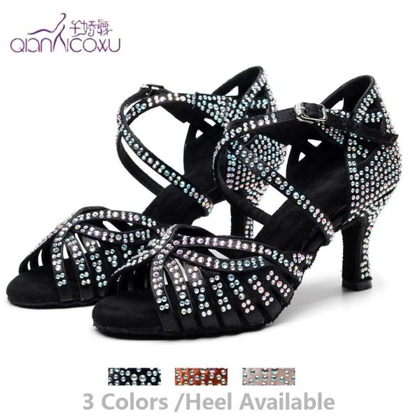 

discounts and promotions jazz salsa ballroom latin dance shoes for dancing women heels summer rhinestone black sandals 7164