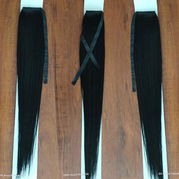 

long straight ponytail hairpieces fashion style virgin hair women's ponytail natural color, Black