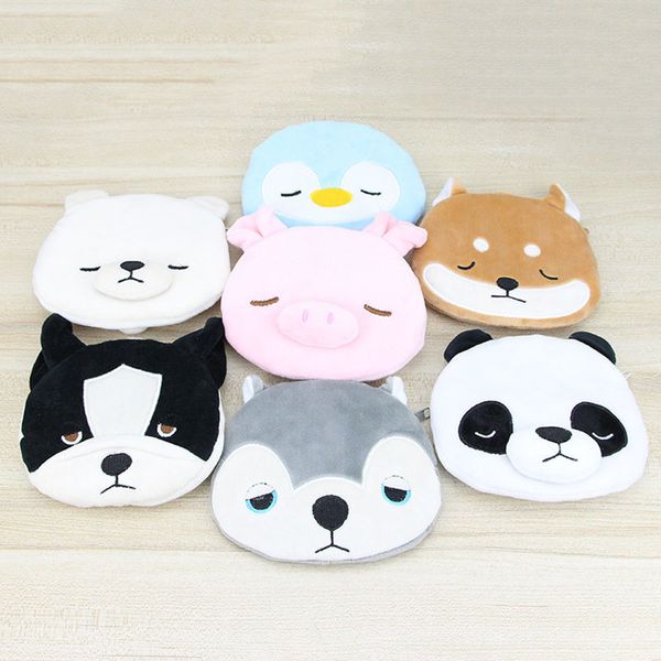 

50pcs / lot girl cute coin purse casual coin wallet kid cute plush purse cartoon animal portable bag, White