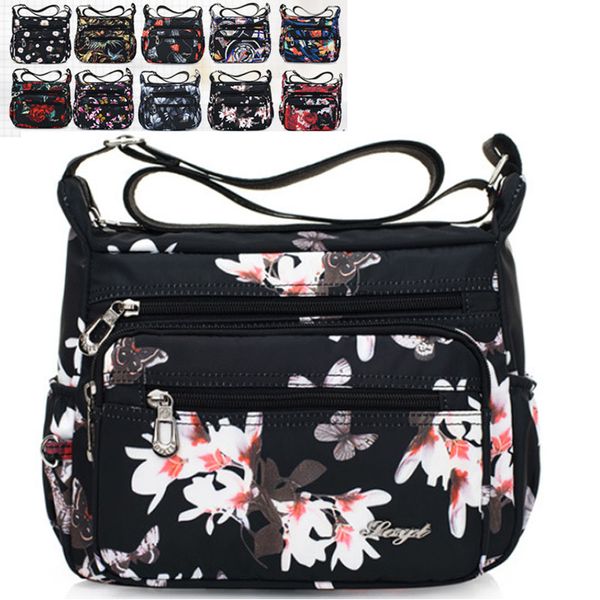 

2019 handbags women flower butterfly printed waterproof nylon shoulder bags retro crossbody bag bolso sac a main femme