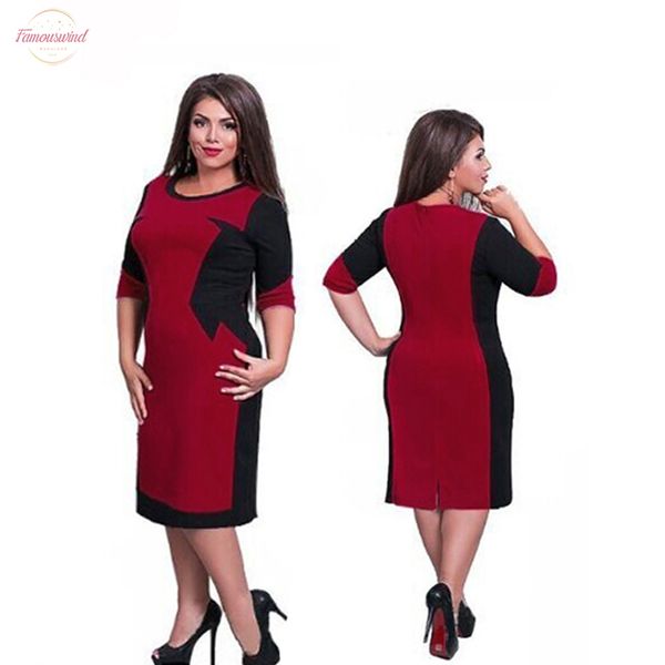 

brand female dress 6xl vestidos patchwork oversized casual o neck pencil dresses sheath plus size dress for plaid party sexy, Black;gray