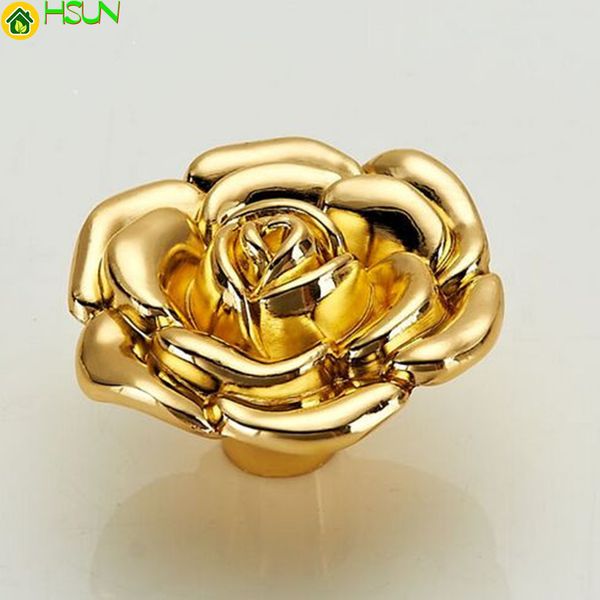 2019 Fashion Modern Creative Gold Rose Furniture Knobs Gold Drawer