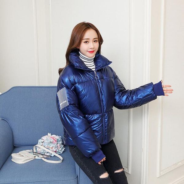 

glossy waterproof thick coat jacket parka winter women windproof warm jackets outerwear padded down parkas fashion women coat, Black