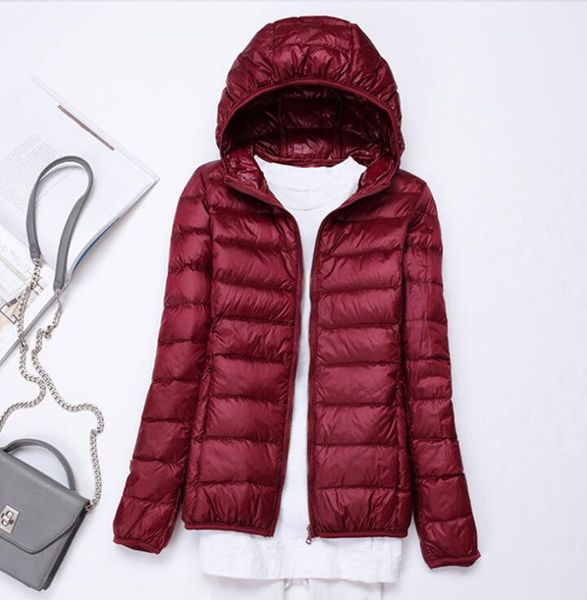 

drop shopping women's down jackets short ultra light duck down coat hooded puffer jacket autumn winter parkas warm clothes, Black