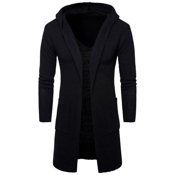 

2018 winter mens long sleeve hooded cardigan sweater thick coat casual mens knit sweaters fashion clothing, White;black