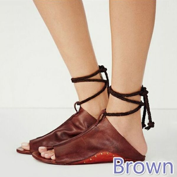 

2019 летние босоножки женские туфли на плоской подошве с ремешком на шнуровке женские летние сплошной цвет большой размер 35-43, Black