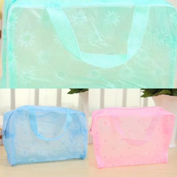 

floral transparent travel wash portable bathroom waterproof travel storage cosmetic flower cosmetic bag makeup wash bag