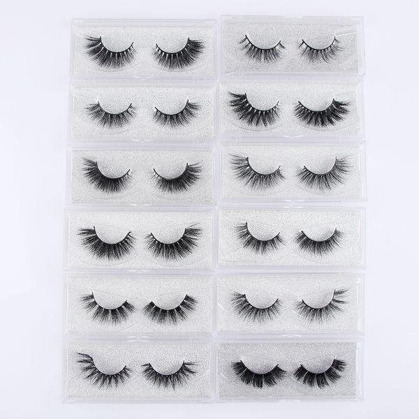 

1pair 100% pure mink hair false eyelashes wispy cross long fluffy multilayer eyes lashes 13 styles extension makeup tools