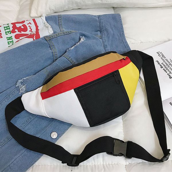 

Sport Brand Contrast Color Running Waist Bag Fashion Designer Hip Belt Fanny Pack Women Phone Zipper Pouch Unisex Chest Bag #550