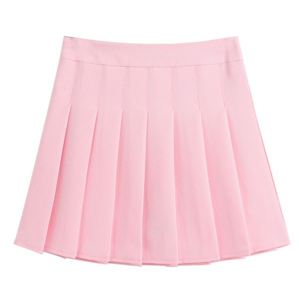 

women girl high waist slim pleated tennis skirt solid flared casual short dress