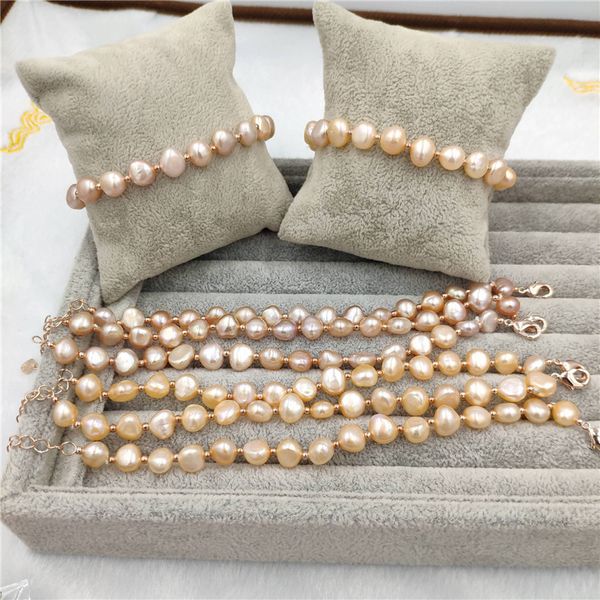 

bride wedding bracelets new fashion 8-9mm irregular natural freshwater pearl bracelets for women girls birthday gifts, Black