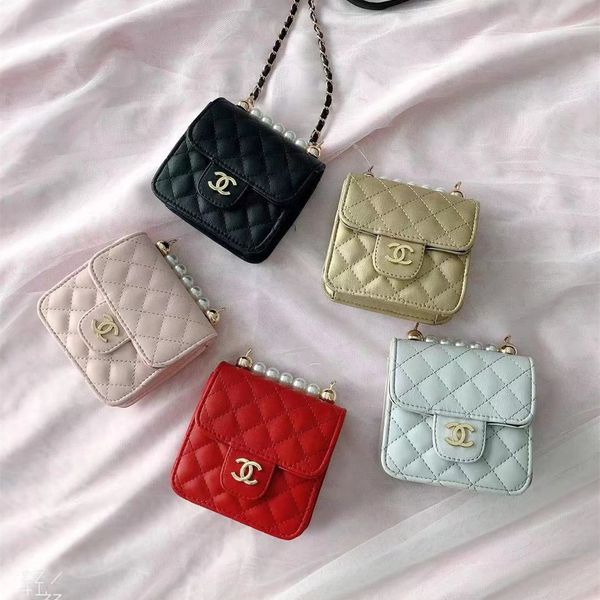 

kids designer purses 2020 korean girls mini princess purses fashion pearls chain shoulder bags children candy coin bags kids gifts