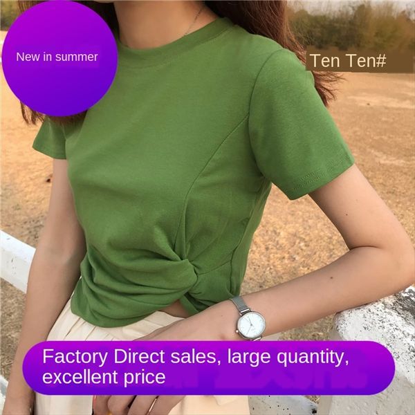 

avocado green matcha candy green mourning short-sleeved female minority scheming elegant style candy color t-shirt women's top, White