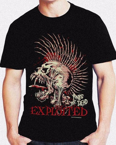 

fashion cotton t shirts the exploited punks not dead short sleeve menfunny cool t shirt, White;black