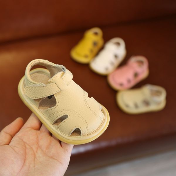 

baby boy girl sandals genuine leather shoes summer infant sandal toddler girl shoe little kid children beach sandal soft bottom, Black;red
