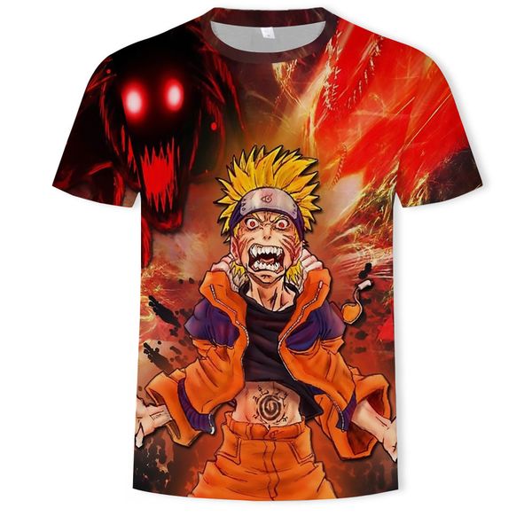

mens designer 3d short-sleeved t-shirt naruto digital printing cartoon animation, White;black